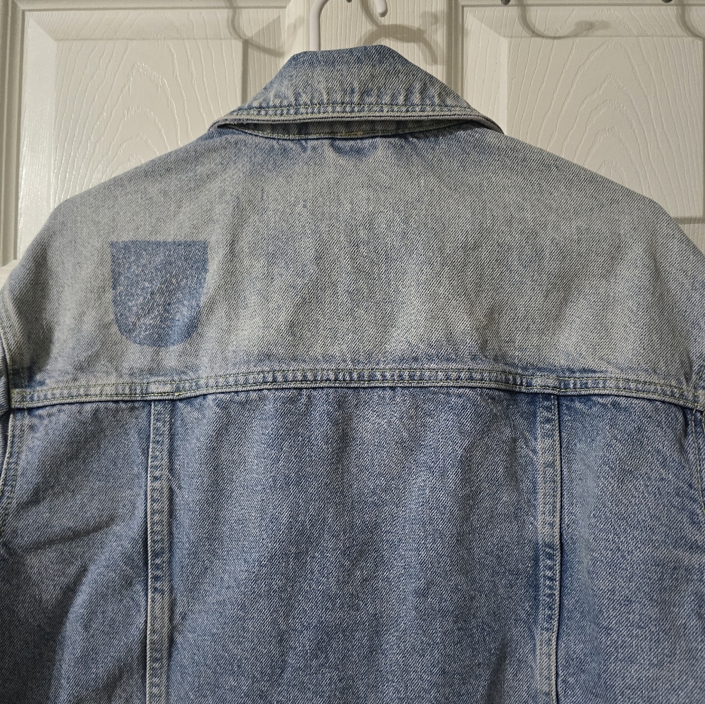 Free People Dillon Denim Jacket in Jasmine, Oversized/Boxy Fit, Frayed Hem, EUC! - Picture 9 of 16